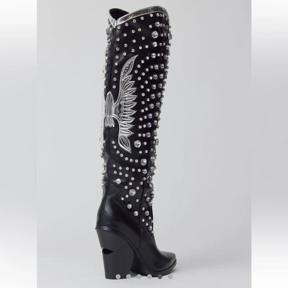 NWT Azalea Wang Upbeat Rhinestone Cowboy Boots - Picture 5 of 6
